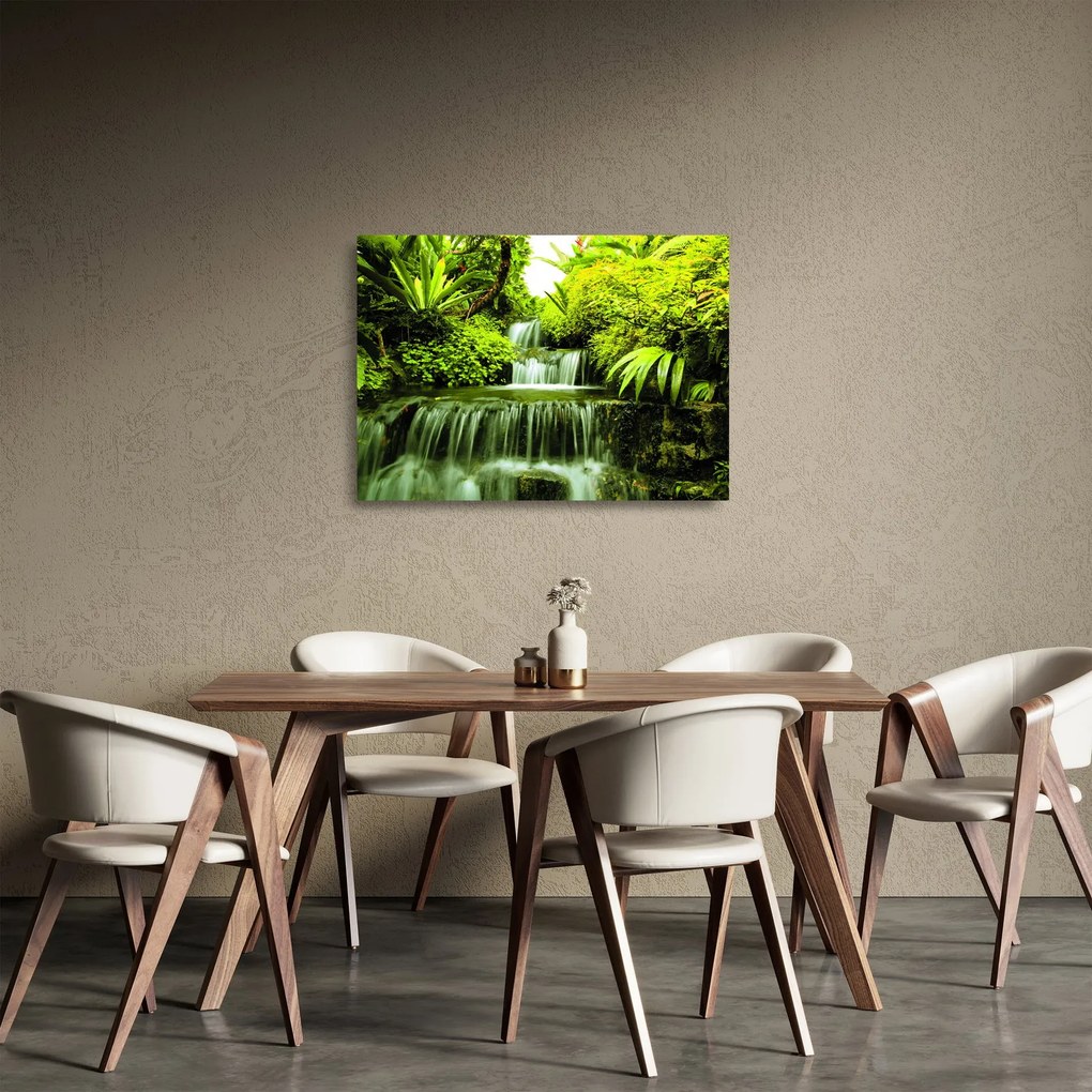 Üveg kép - Indonéziai vízesések (70x50 cm)