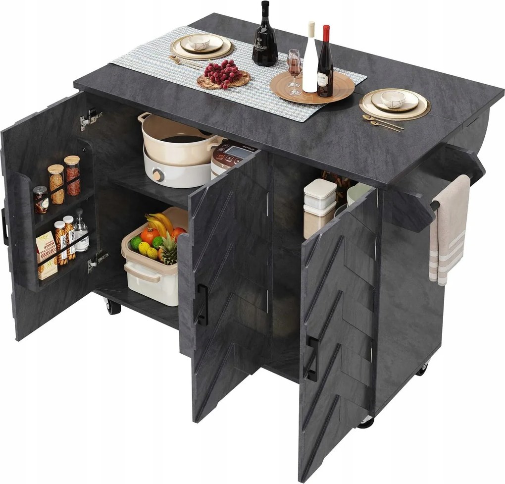 Konyhasziget, tálalószekrény 3 fiókos 118*45(75)*92 cm szürke