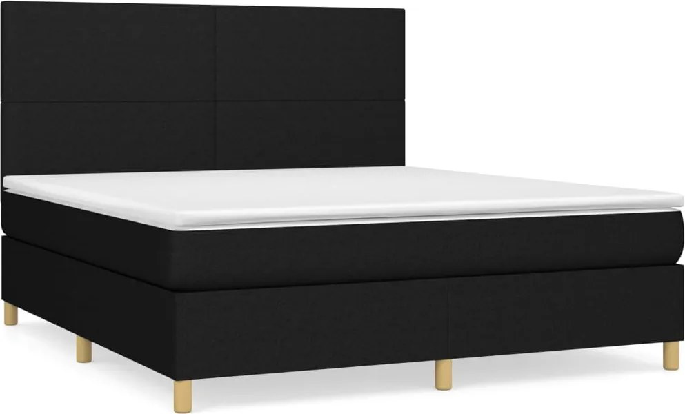 vidaXL fekete szövet rugós ágy matraccal 180 x 200 cm