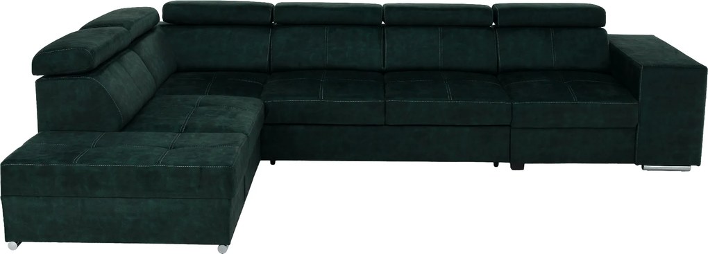 Ülőgarnitúra, smaragdzöld, balos, MALAGA BIG