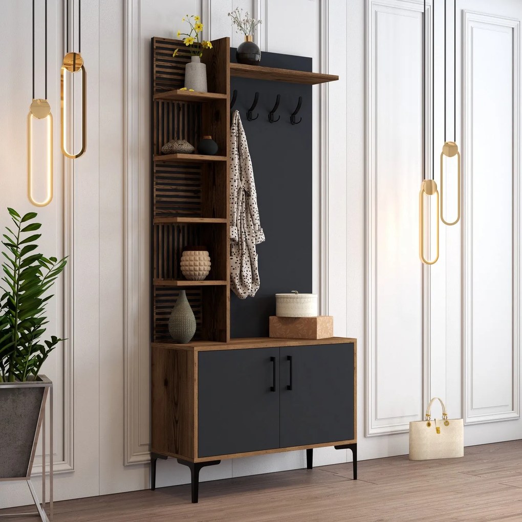 Előszobafal Viyana D - Walnut, Anthracite