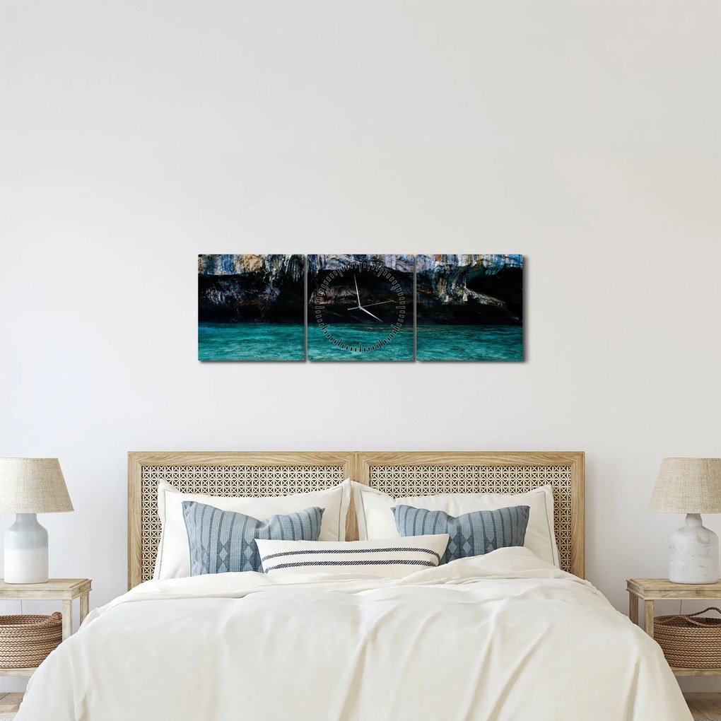 A víz és a sziklák képe (órával) (90x30 cm)