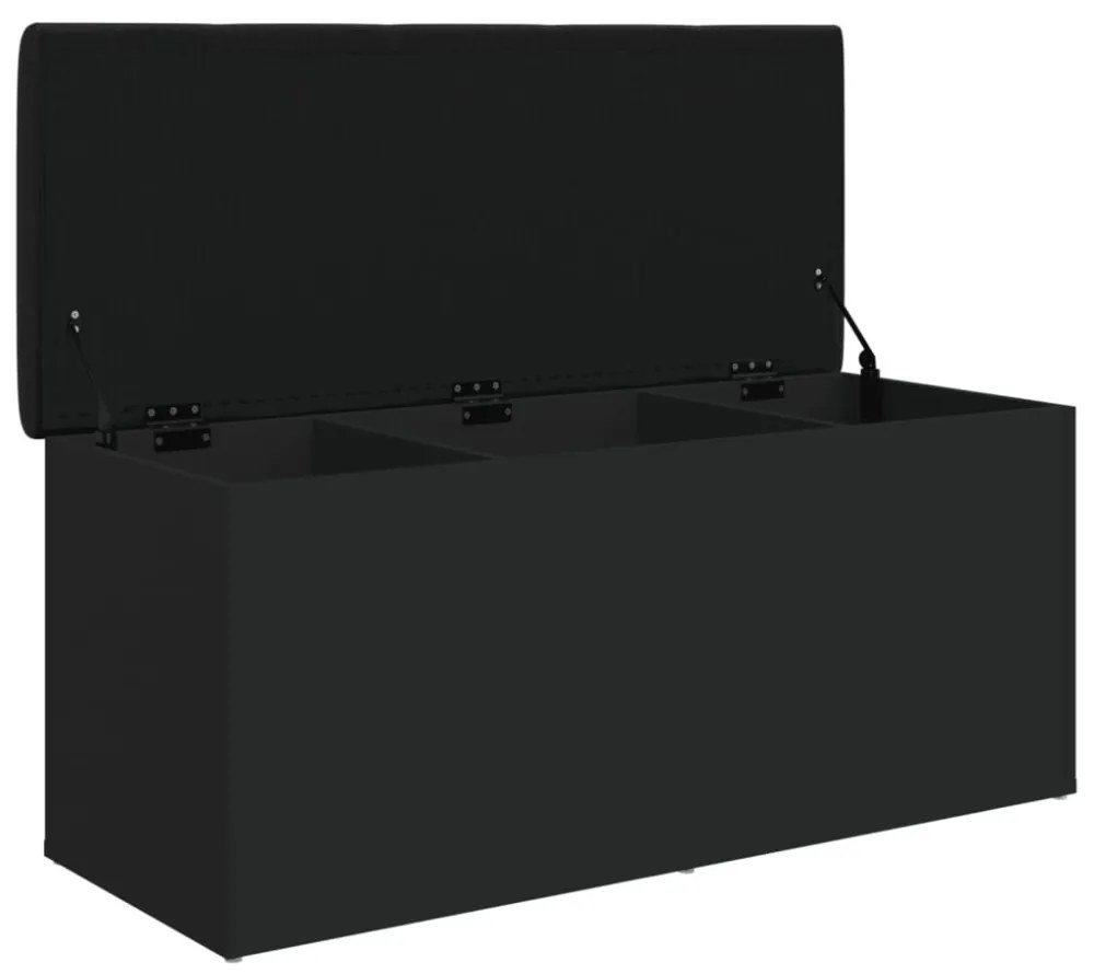 fekete szerelt fa tárolópad 102 x 42 x 45 cm