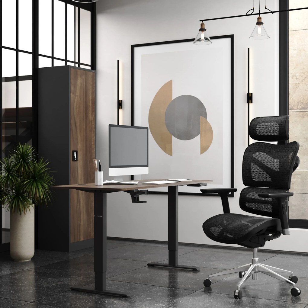Fém irodai iratszekrény, antracit/dió, 450x1850x400 mm: ALEX Eco Design