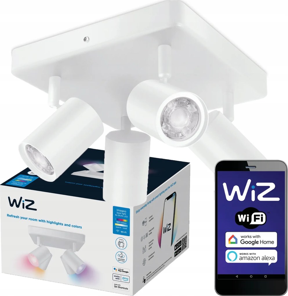 Mennyezeti lámpa Led Spot reflektor Sín 4x 5W Fehér Rgb Smart WiFi WiZ