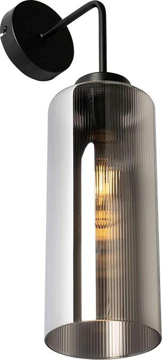 Art Deco fali lámpa fekete füstüveggel - Laura
