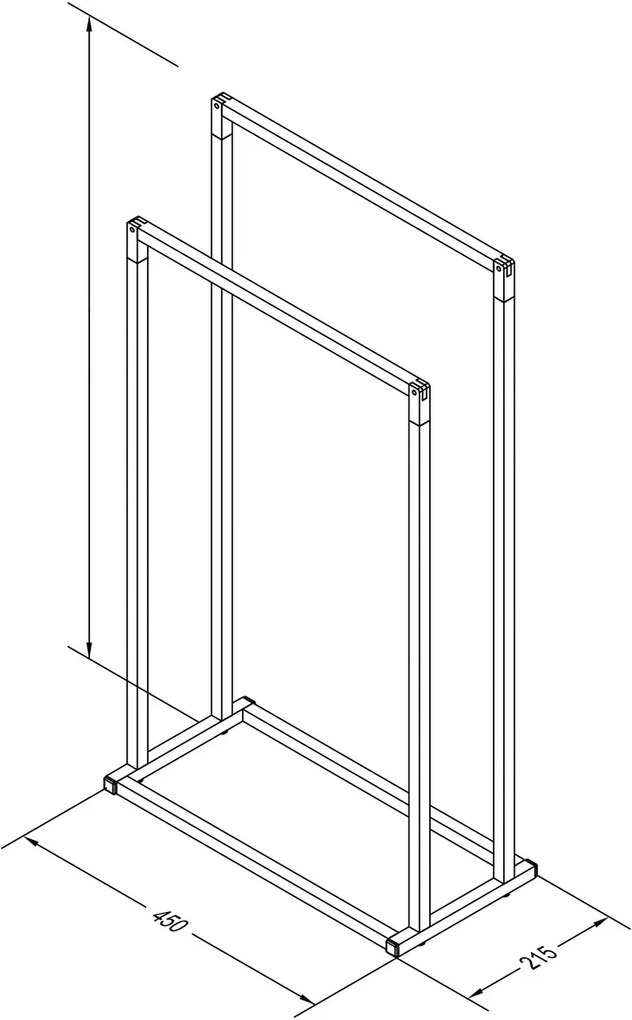 Spirella Törülközőtartó 2 törülközőhöz Chic 45 x 22 x 85 cm, fekete
