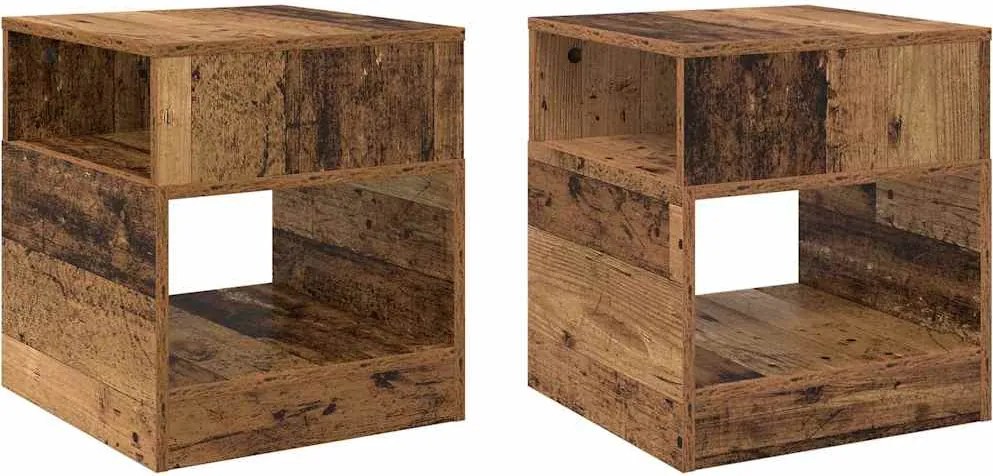 vidaXL Végasztal 2 pcs Öreg fa 40,5 x 40 x 45 cm Faanyag