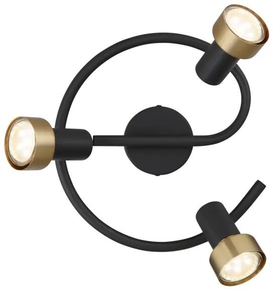 Globo 57917-3G - Spotlámpa  MASON 3xGU10/25W/230V fekete/arany