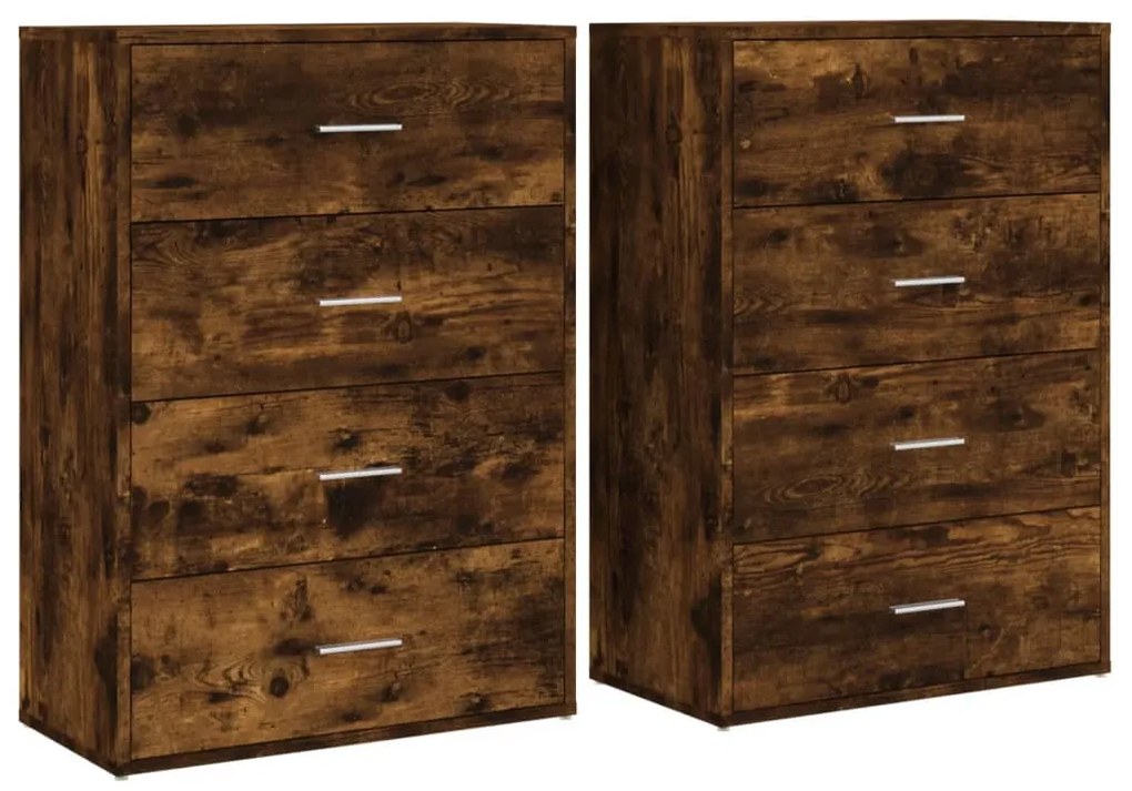 vidaXL 2 db füstös tölgy színű szerelt fa tálalószekrény 60x31x84 cm