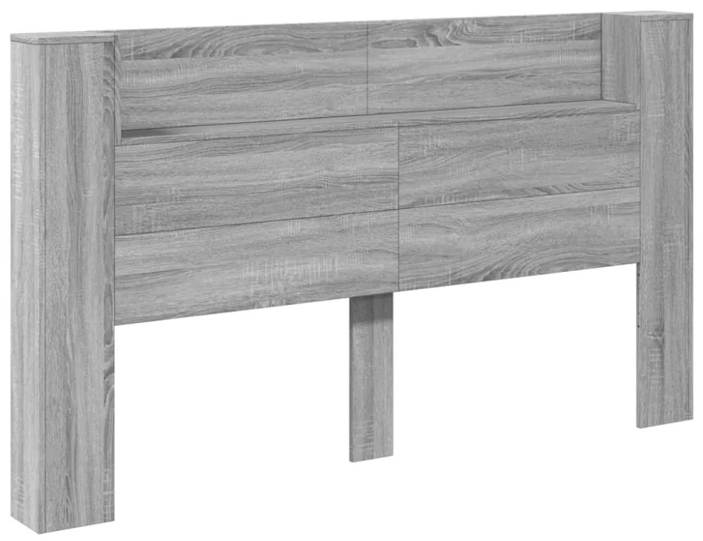 szürke sonoma színű áthidalószekrény LED-ekkel 180x16,5x103,5cm