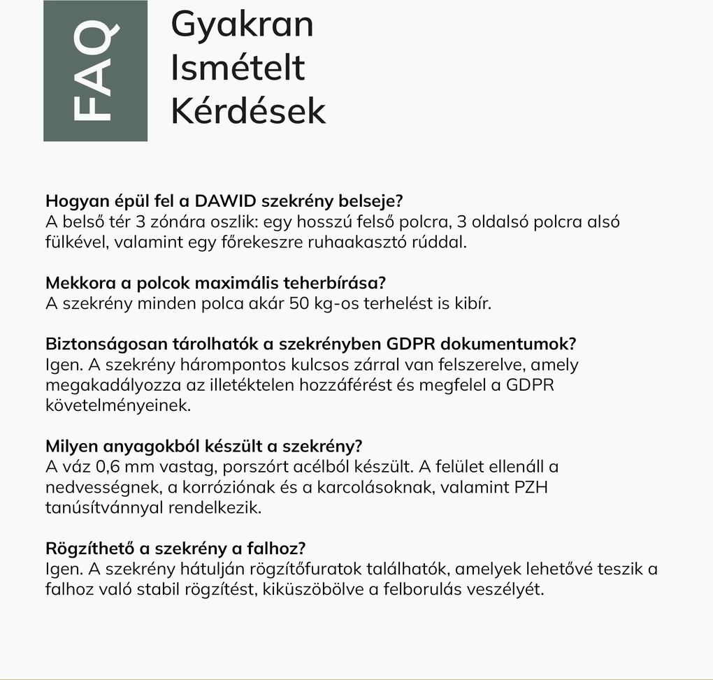 Többfunkciós fém szekrény ruhaakasztóval, antracit-fehér, 900x1850x450 mm: DAWID