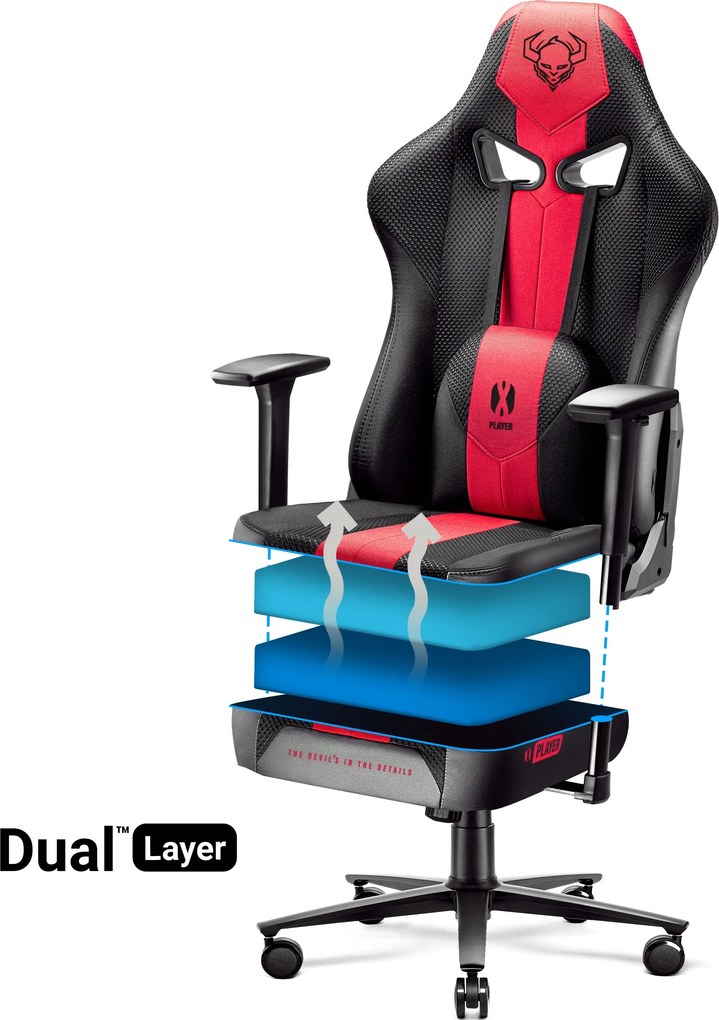 Gamer szék szövet karmazsin-antracit Normal Size: Diablo X-Player 2.0