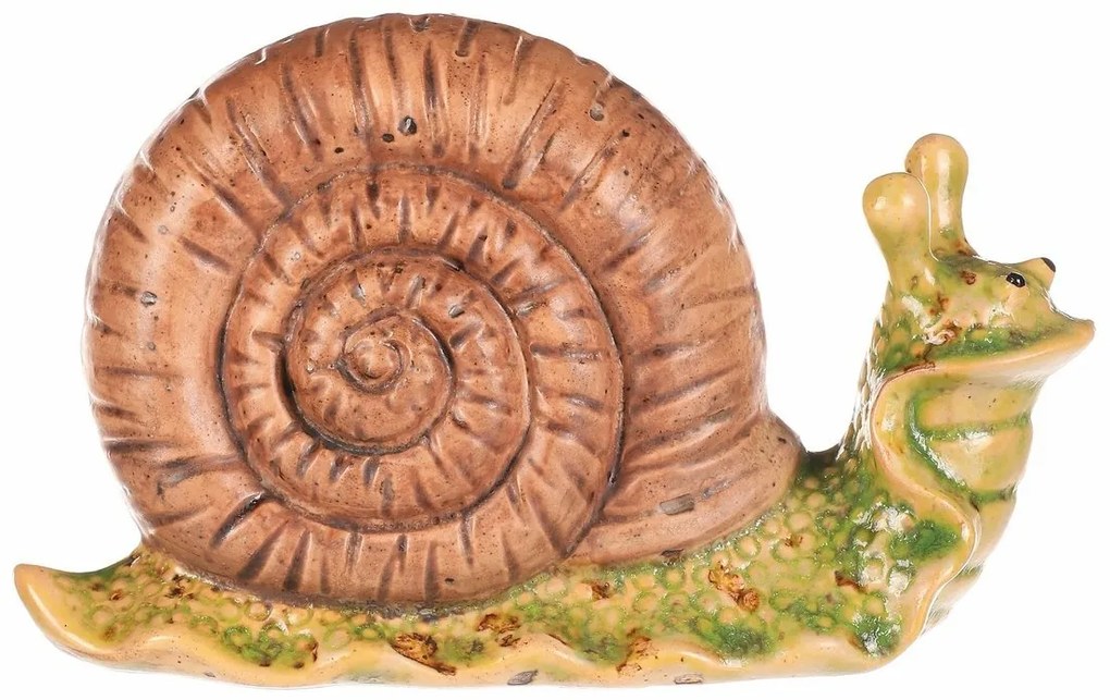 Kerti dekoráció Csiga világosbarna, 16 x 7 x 10cm, kerámia