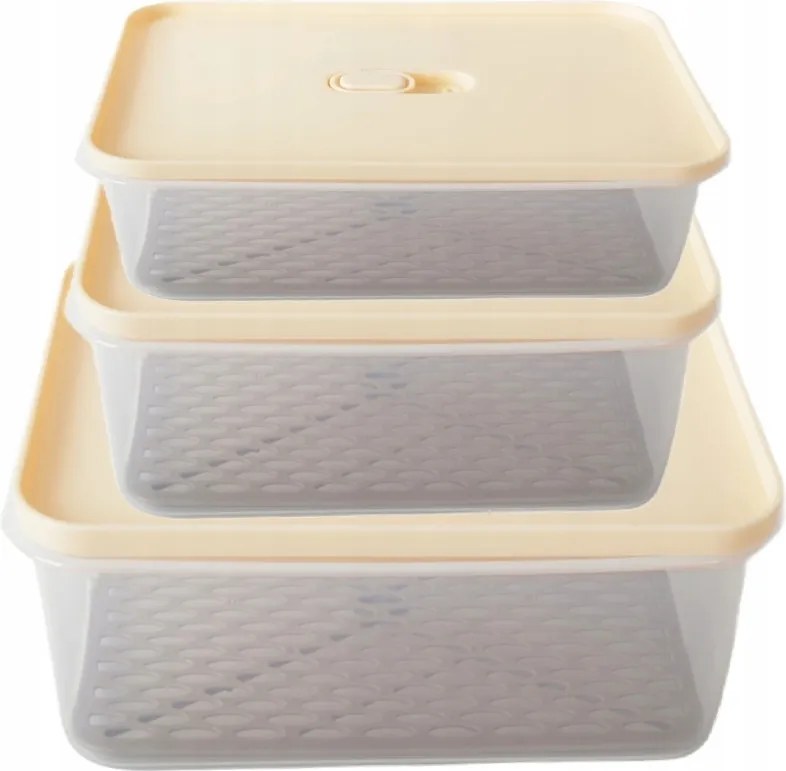 Ételtároló Doboz Téglalap Alakú Uzsonnás Doboz Alátéttel 3DB-OS Szett 4,4/2/1 L