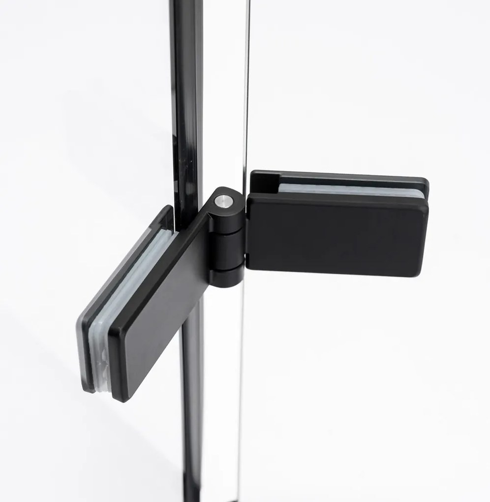 Stuxi Verona Big Black 140 cm széles kétszárnyú csukló zuhanyajtó, 6 mm vízlepergető üveggel, matt fekete profillal, 195 cm magas