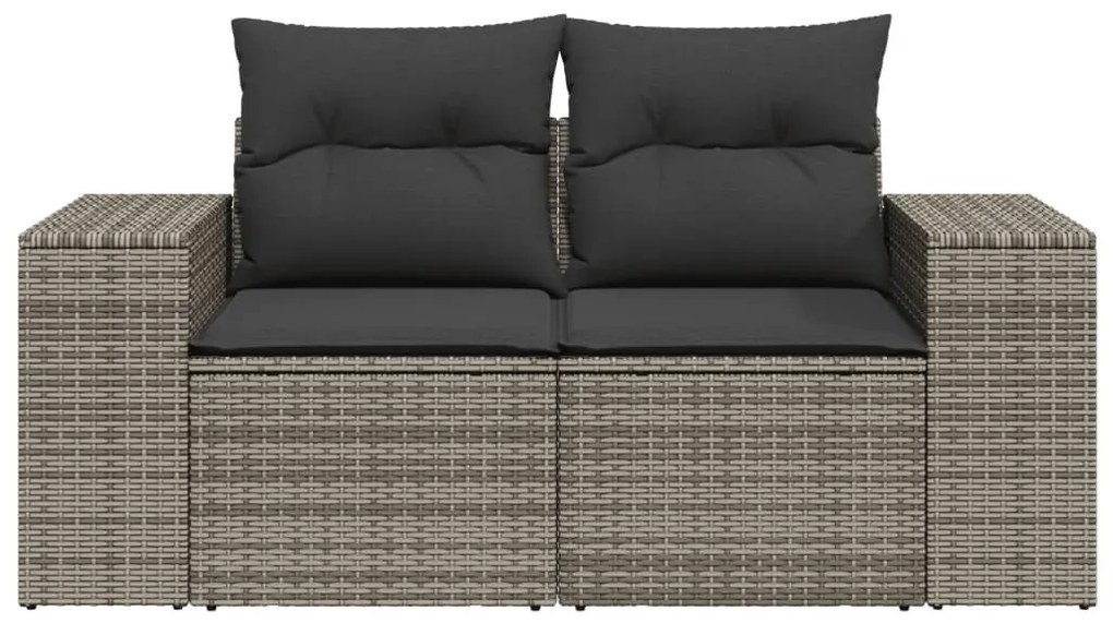 2 személyes szürke polyrattan kerti kanapé párnával