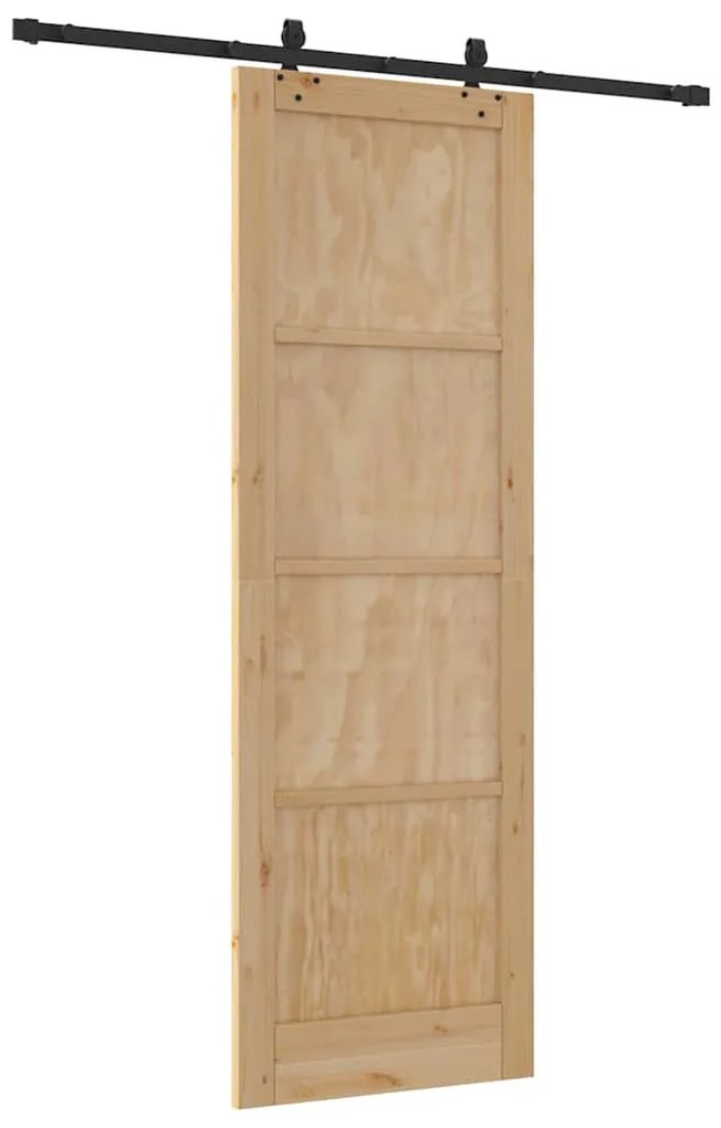 Tolóajtó Természetes és fekete 78 x 232 cm Tömör fenyő és acél
