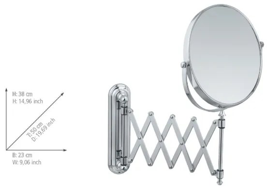 WENKO 3656241100 - Sminktükör TELESCOPE DELUXE 23x38 cm fényes króm