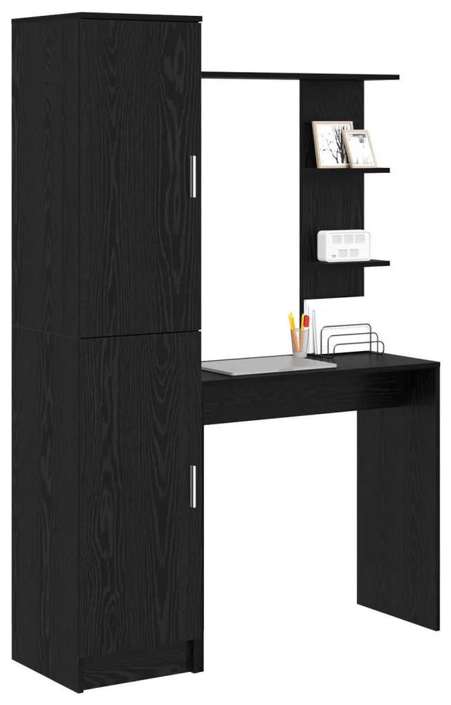 Tárolóval rendelkező íróasztal polcokkal 2 pcs Musta tammi