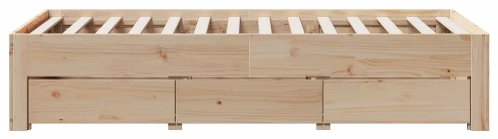 tömör fenyőfa fiókos ágykeret matrac nélkül 75 x 190 cm