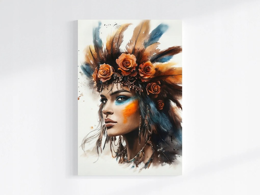 Vászonkép Canvas Portré Nő Indián Amerika Etno Boho 80x120
