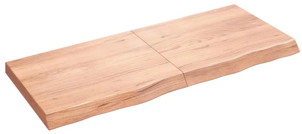 világosbarna kezelt tömör fa fürdőszobai pult 120x50x(2-6) cm