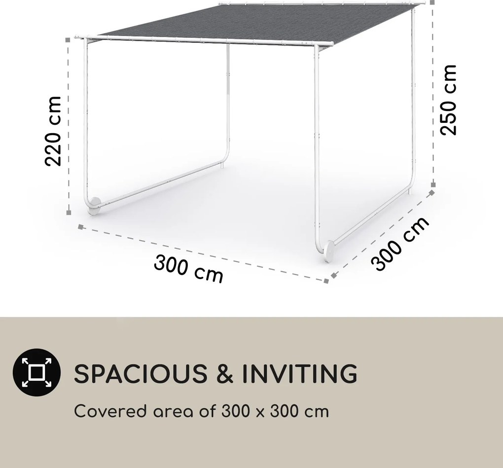 Blumfeldt Nantes, pavilon, napellenző, 3x3m, poliészter, acél váz, UV50+, padlógörgők
