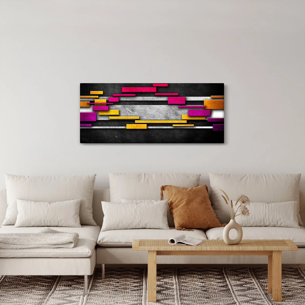 Egy kép a színes absztrakció fekete alapon (120x50 cm)
