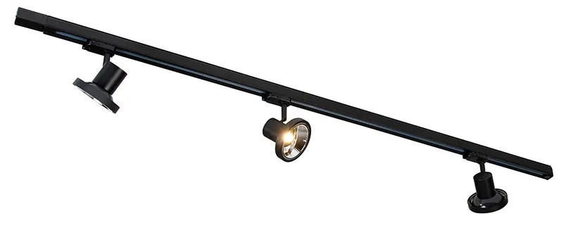 Sínrendszer 3 fekete spotlámpával jobbra, LED-del, 3 fázisú - Iconic Jeany