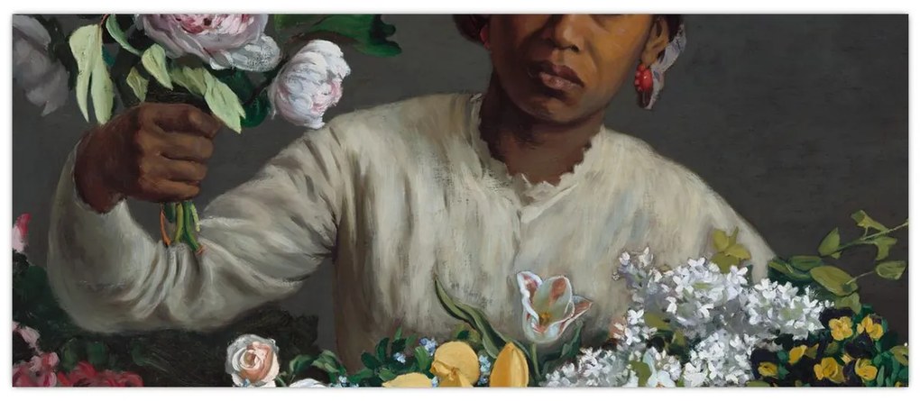 Kép - Frédéric Bazille, Young Woman with Peonies, reprodukciók (120x50 cm)