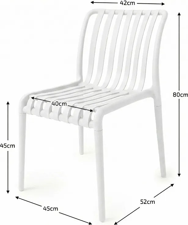 Kerti garnitúra TREGO ISLAND - 4 szék és kerek asztal ø 90 cm, fehér