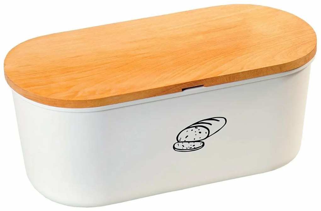 Kesper 85090 Kenyértartó deszkával, fehér, 34 x 14x 18 cm