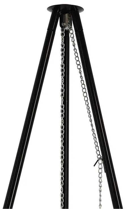 BBQ tűzrakó tál, állítható magasságú grillráccsal, három lábú állvánnyal, 157 cm