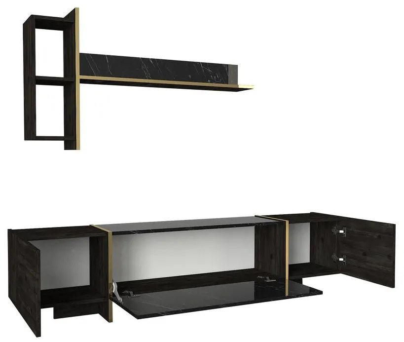 TV szekrény Veyron - Black, Gold