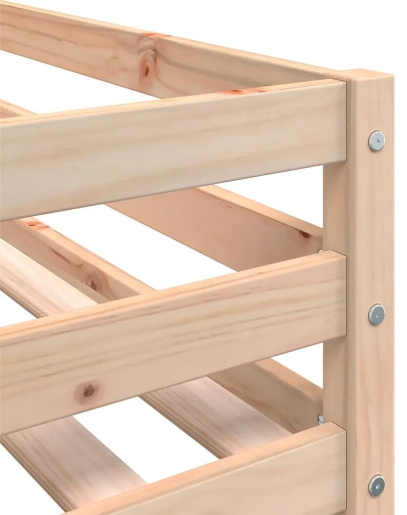 vidaXL kék tömör fenyőfa emeletes ágy függönyökkel 90 x 190 cm