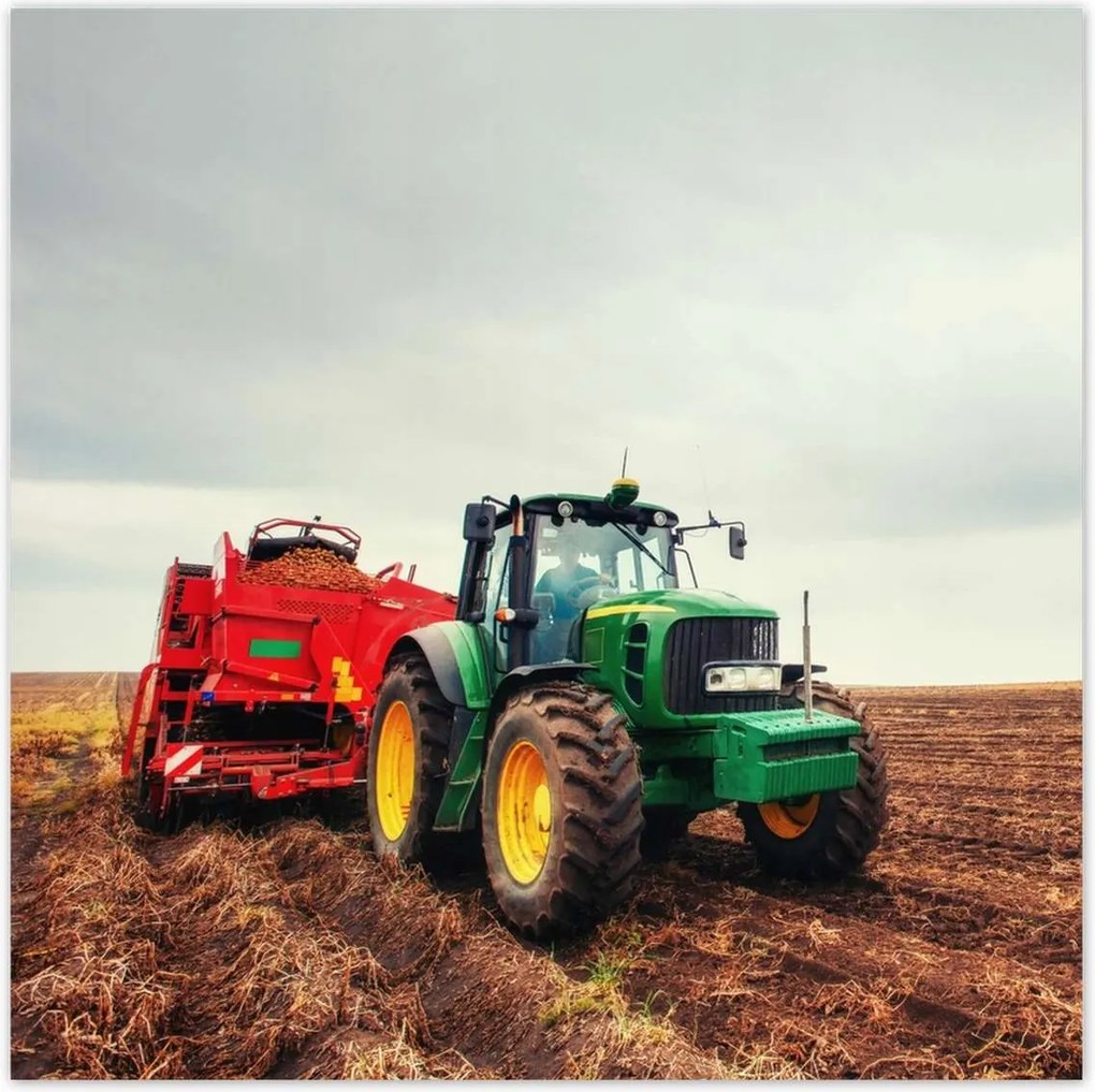 Poszterek 30x30 Traktor szántás mező gazda