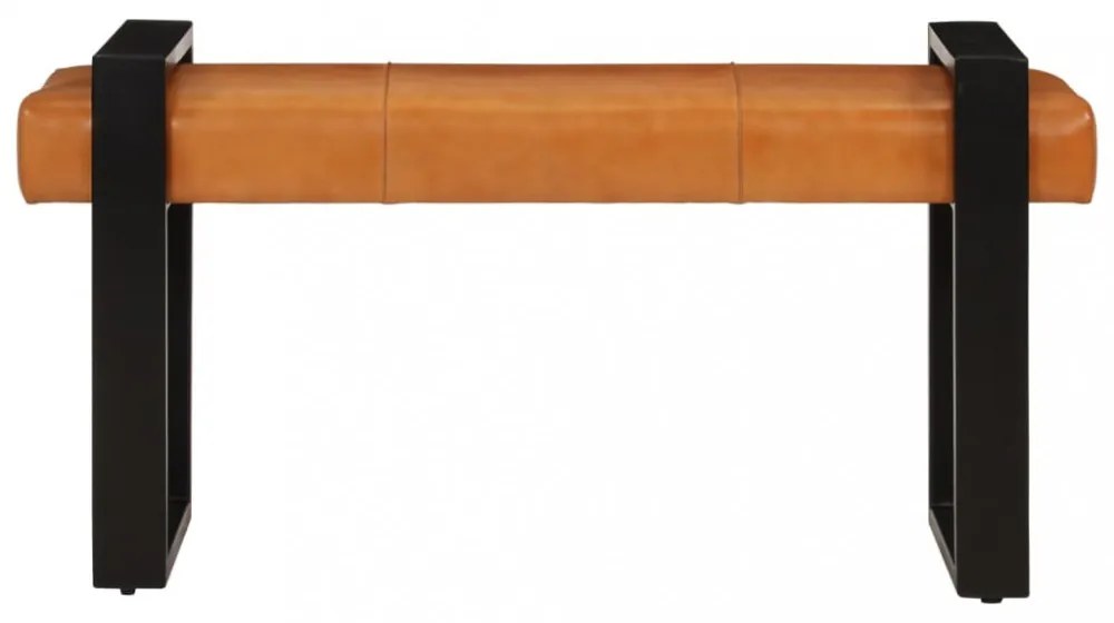 fekete-barna valódi kecskebőr pad 110 cm