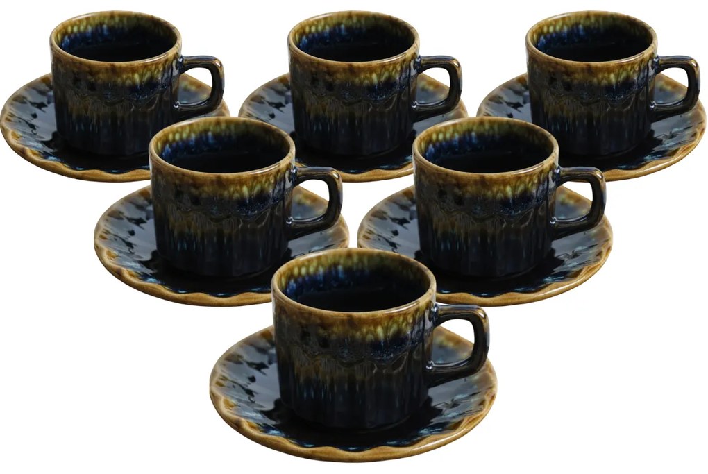 Elementa kőagyag csésze alátéttel 6 db-os szett, 185 ml, sötétkék