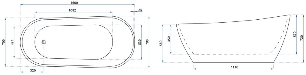Fürdőkád CORI 160cm