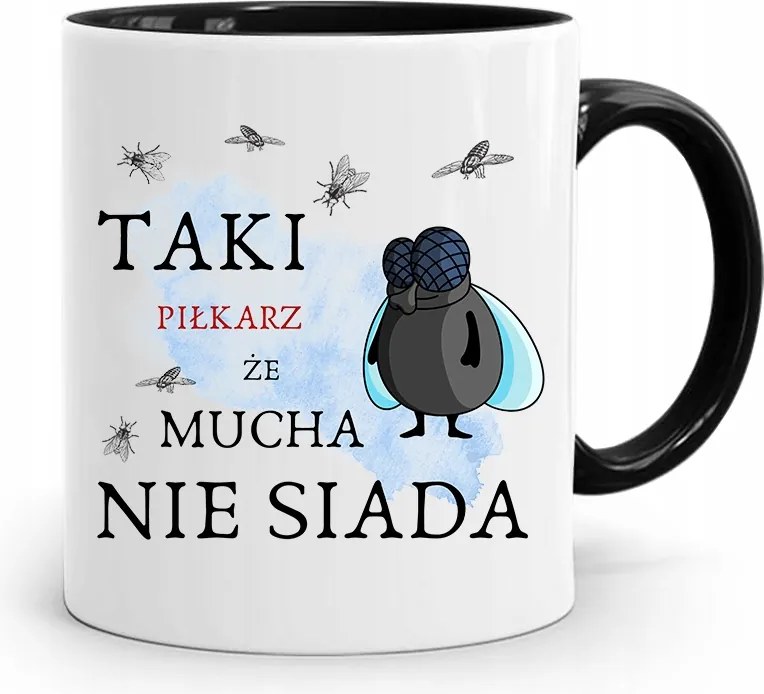 Bögre Fekete Ajándék Labdarúgónak A Legyek Nem Ülnek Nyomtatott Fotóval