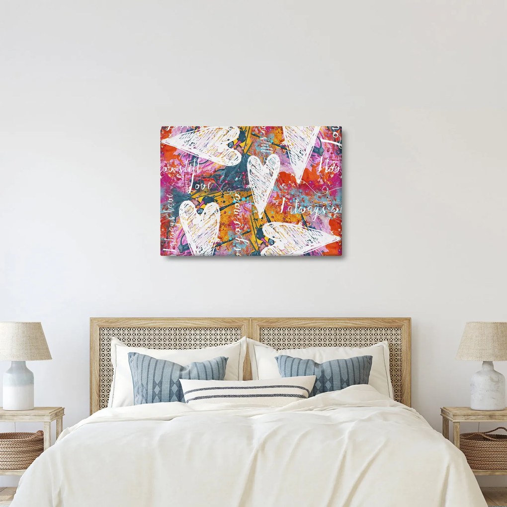Kép - szív egy absztrakt háttérben (70x50 cm)