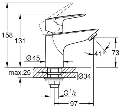 GROHE 32861001 - BAUEDGE álló csaptelep 131 mm fényes króm