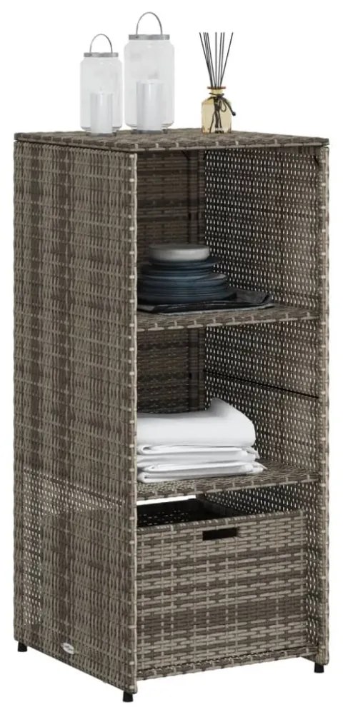szürke polyrattan kerti tárolószekrény 50 x 55 x 115 cm