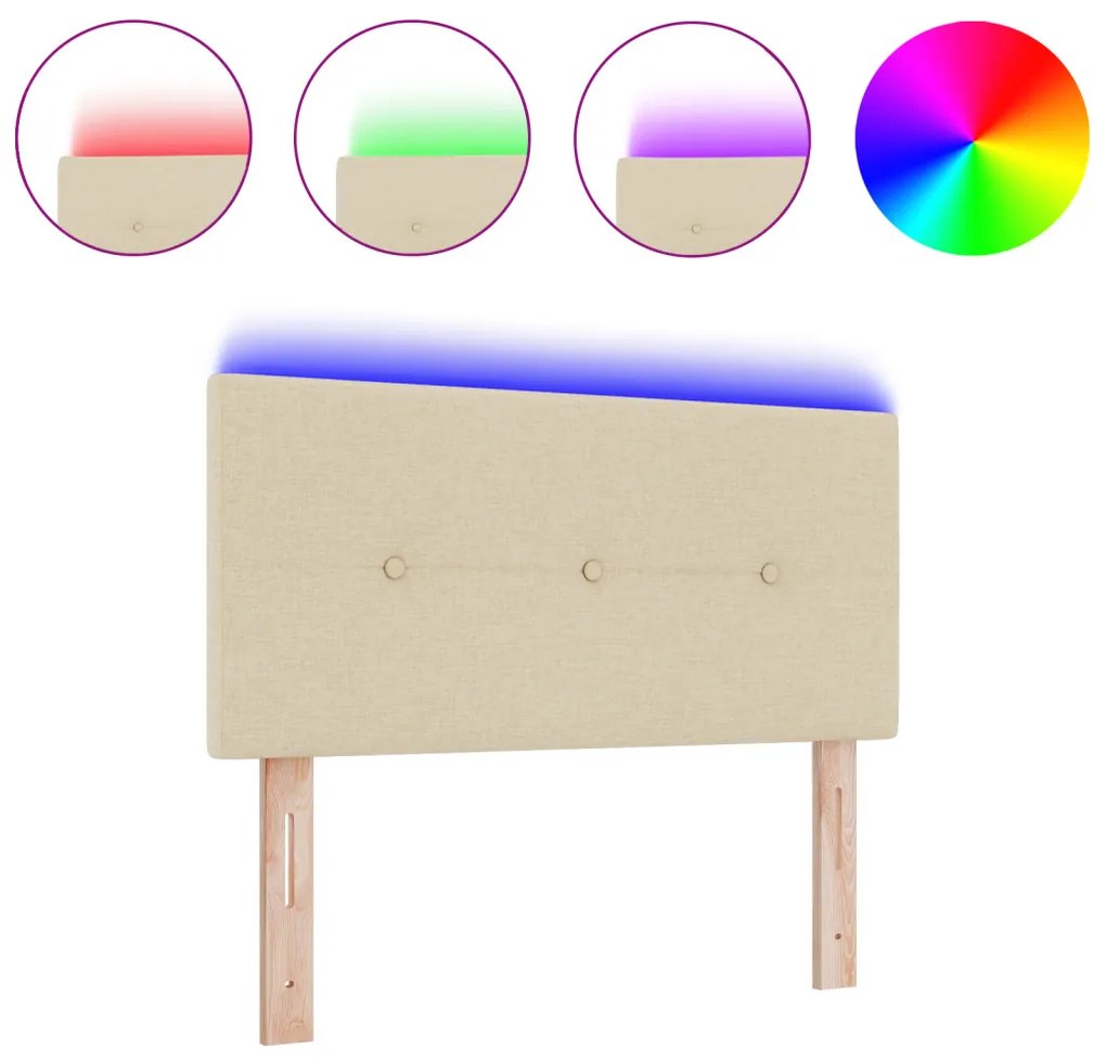 LED fejtámla gombos, steppelt krém 80 cm textil
