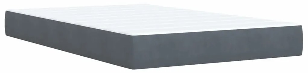 sötétszürke bársony rugós ágy matraccal 120x190 cm