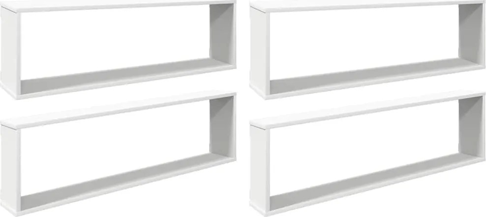 vidaXL 4 db fehér szerelt fa fali polc 100 x 15 x 30 cm