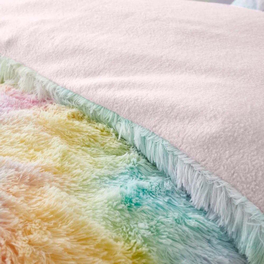 Kétszemélyes mikroplüss gyerek ágyneműhuzat 200x200 cm Rainbow Cuddly – Catherine Lansfield