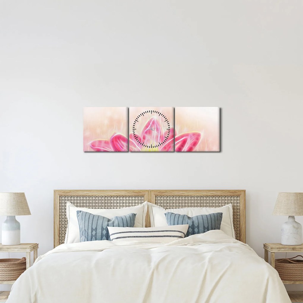 Egy lótuszvirág képe (órával) (90x30 cm)