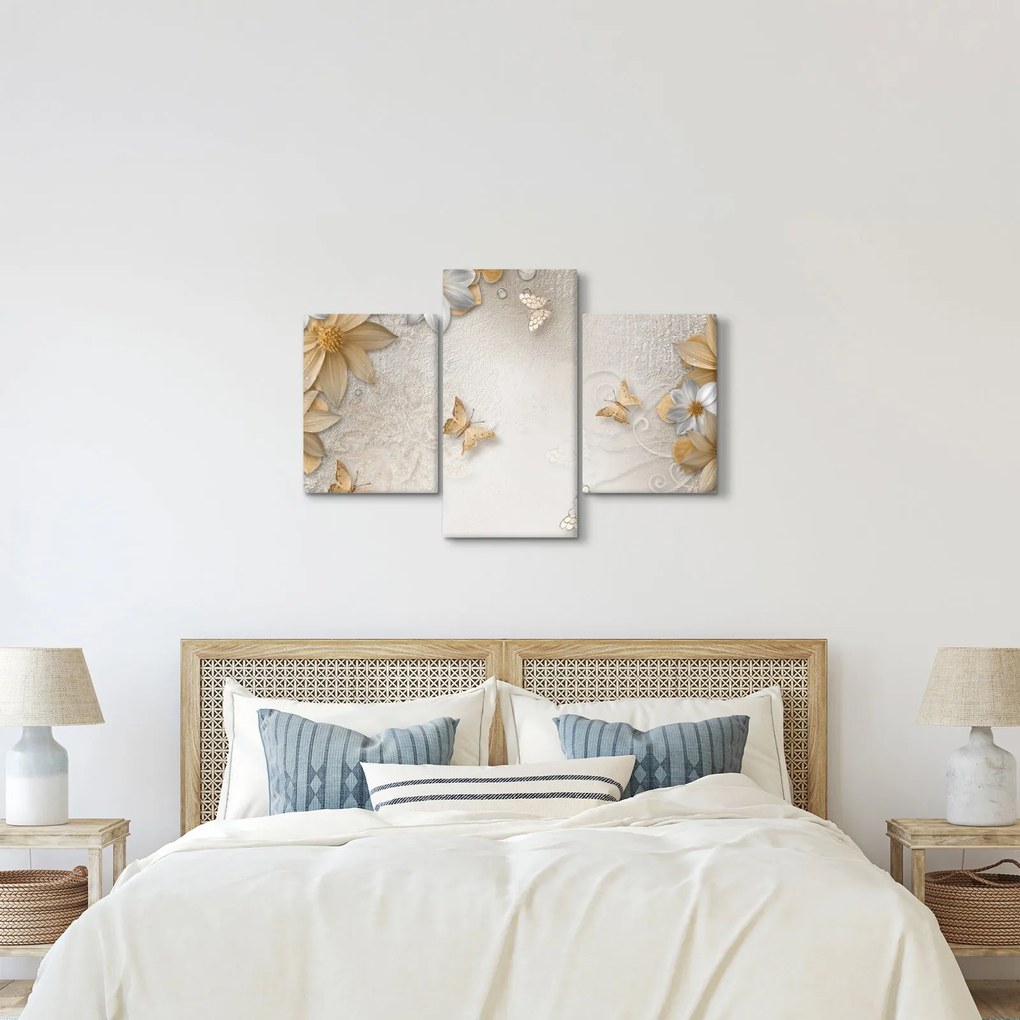 Kép - virágok pillangókkal (90x60 cm)